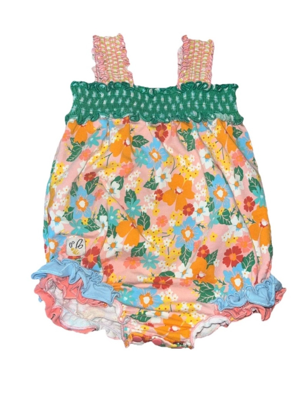 Wildflowers Smocked Floral Ruffled Bubble Romper Size 12 Months